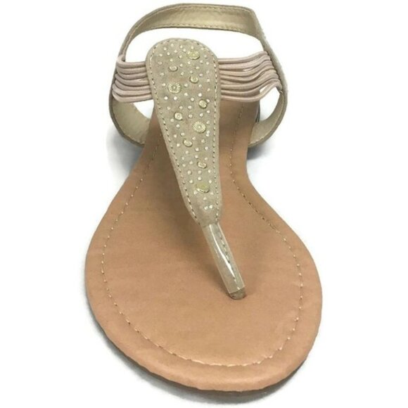 Bella Marie Womens Size 6 ANNA Slip On Beach Rhinestone Gladiator Sandals Beige - Picture 3 of 10